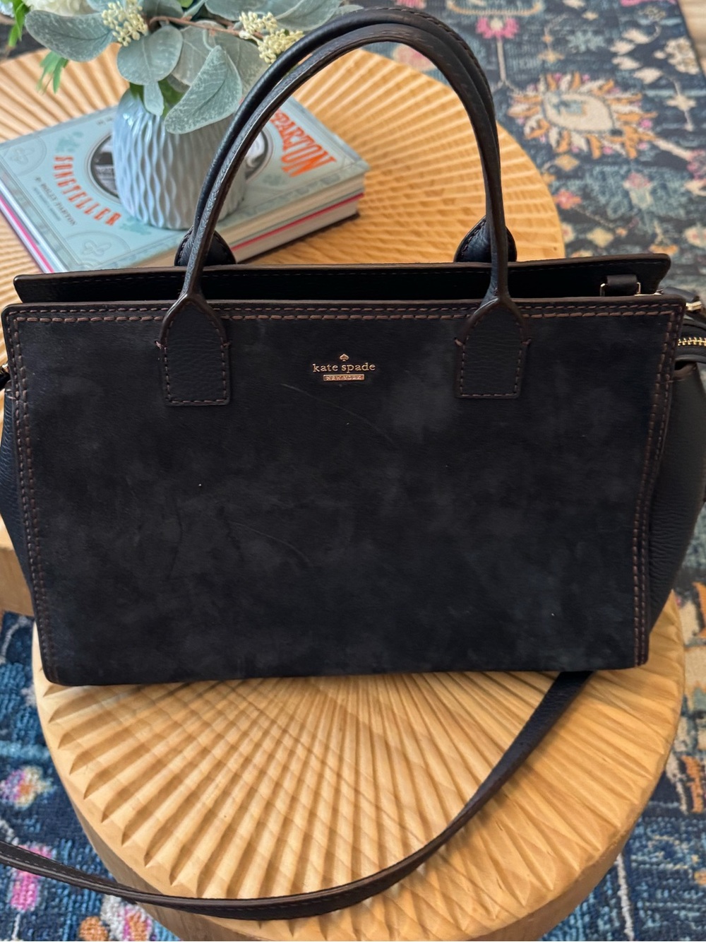Kate Spade Duncan Navy Blue Suede Shoulder Handbag Crossbody